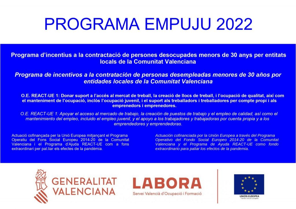 Contractació d'un peó per a recollida de RSU (programa EMPUJU)/Contratación de un peón para la recogida de RSU (programa EMPUJU)