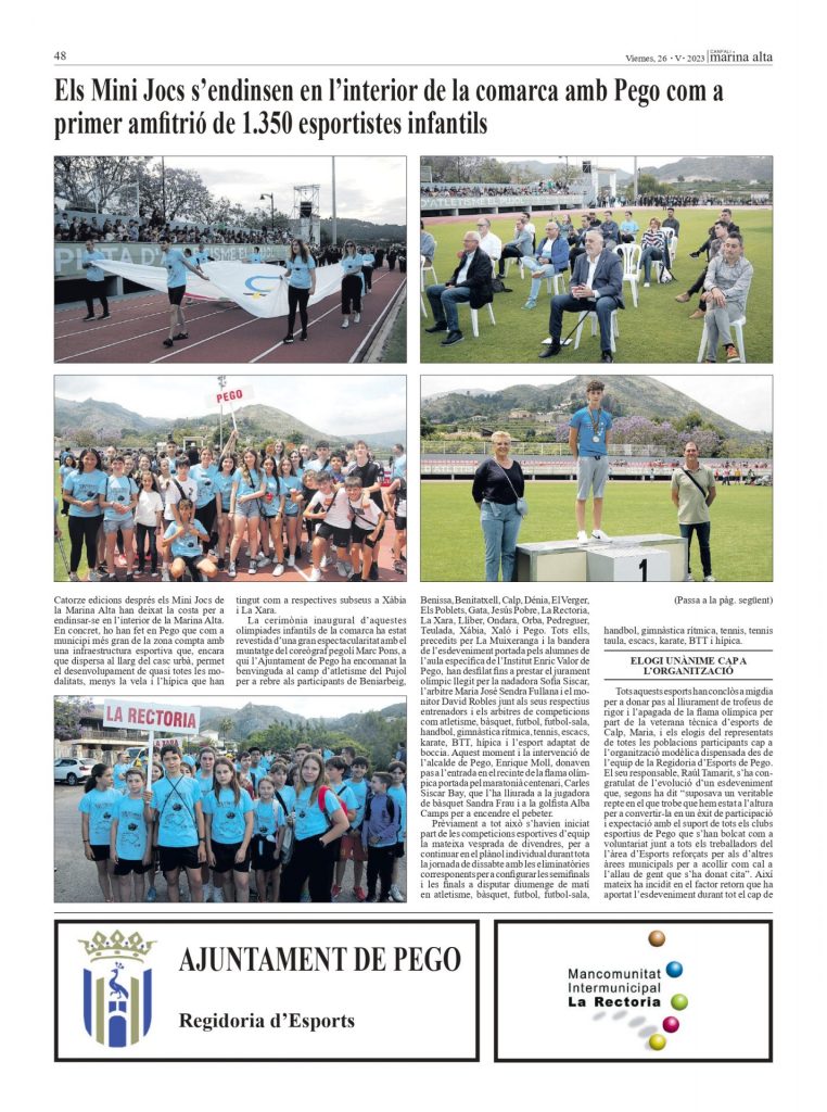 Mini Jocs 2023- Publicació en Canfali Marina Alta